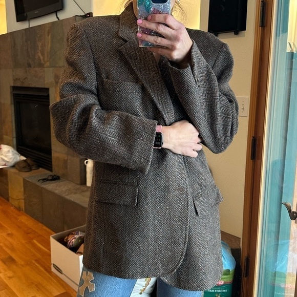 Vintage Oversized Tweed Wool Blazer Jacket sport coat power hip aritzia style - Picture 3 of 12